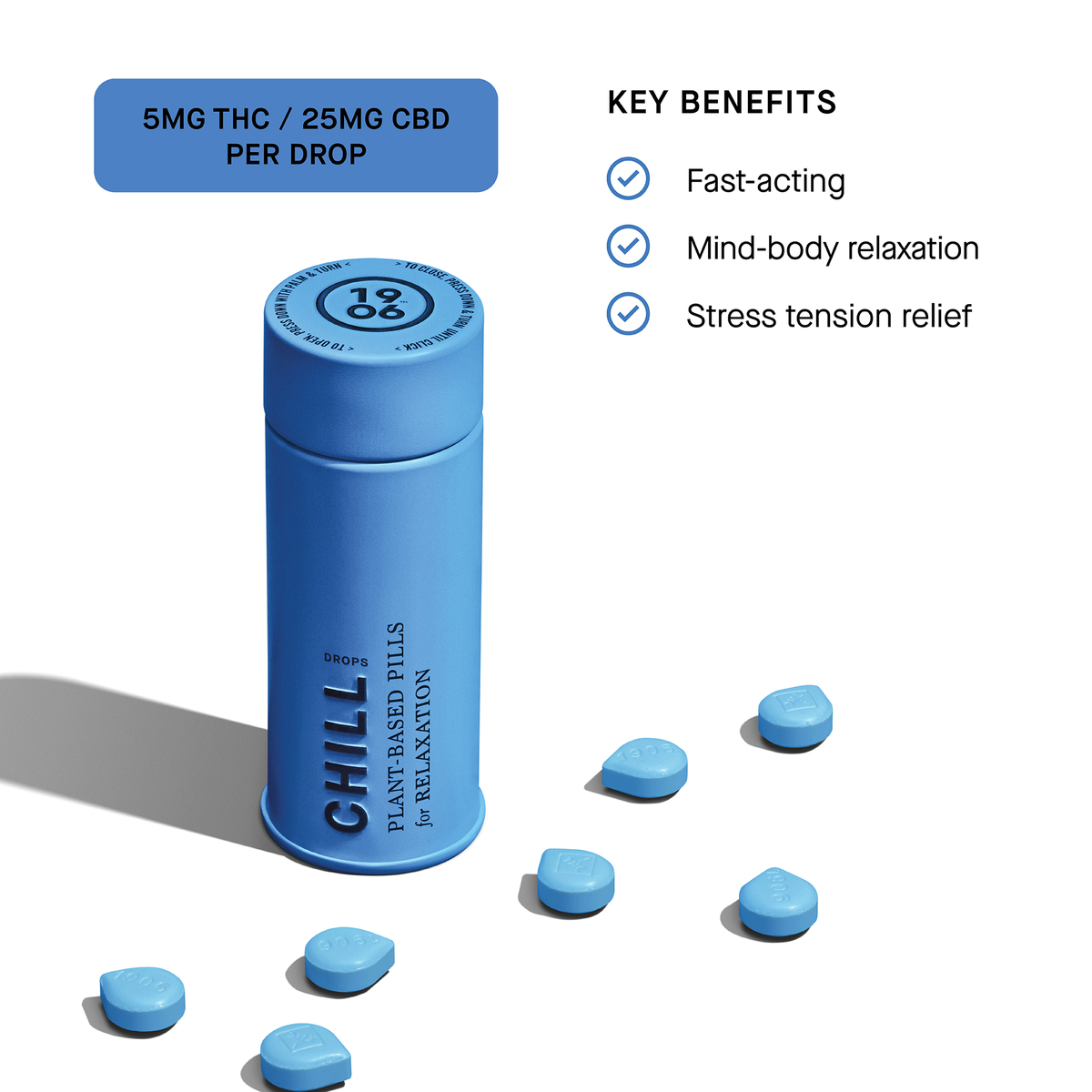 Photograph of product: 1906: Chill Tin | Pills | 600mg (500mg CBD) | 20pk