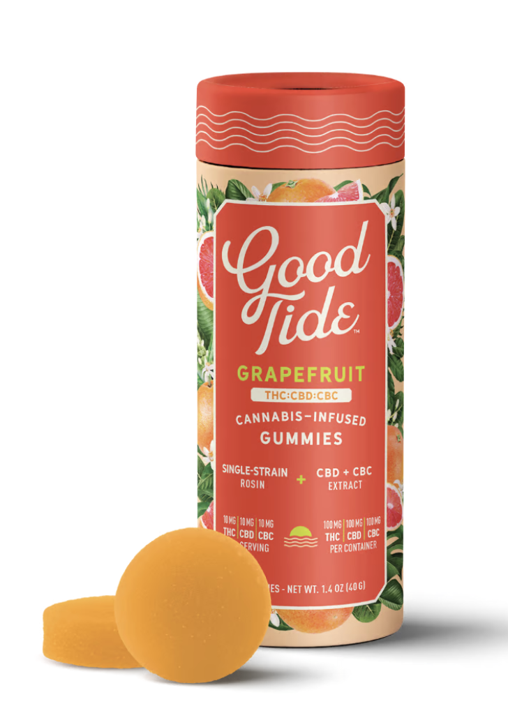 Photograph of product: Good Tide | Grapefruit | 200MG au chocolat Rosin Gummies