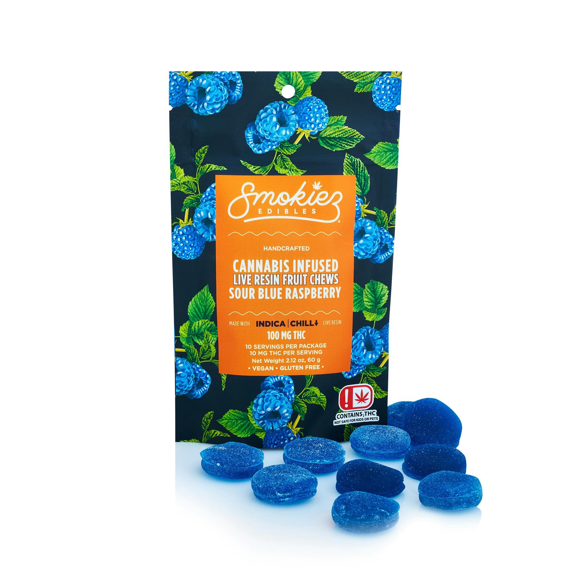 Photograph of product: GUMMIES SMZ SOUR BLUE RASPBERRY LIVE RESIN (I) 100MG
