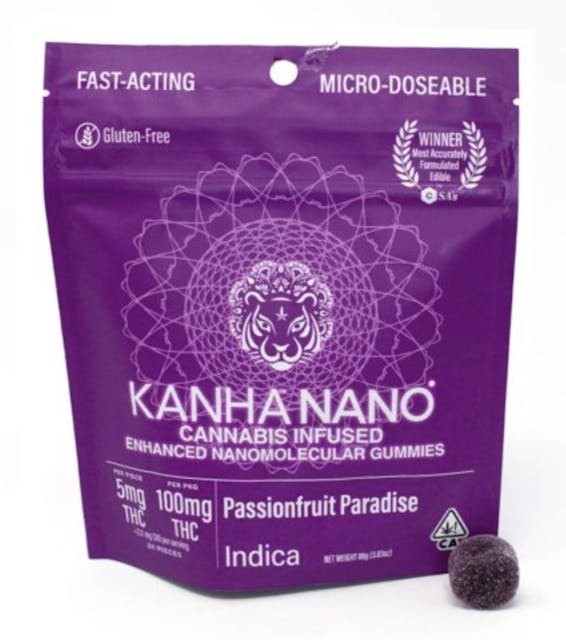 Photograph of product: NANO Indica Passionfruit Paradise Gummies 100mg - 
