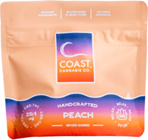 Photograph of product: Peach | 20:1 CBD:TH-oui | 1mg/20ct Gummies