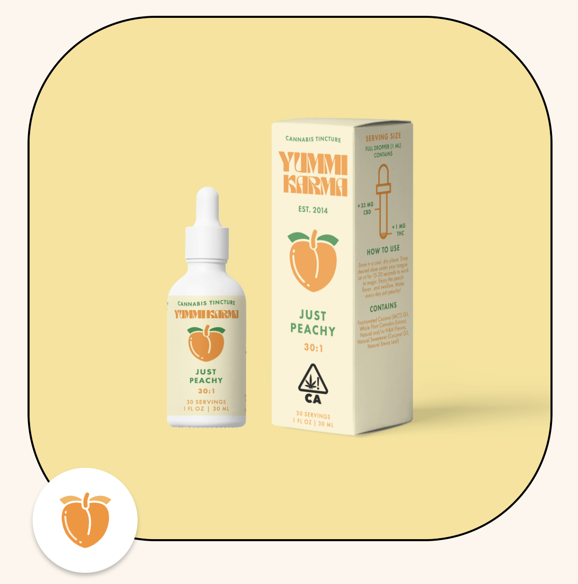 Photograph of Product: YUMMI KARMA - TINCTURE - JUST PEACH 30:1 CBD/THC
