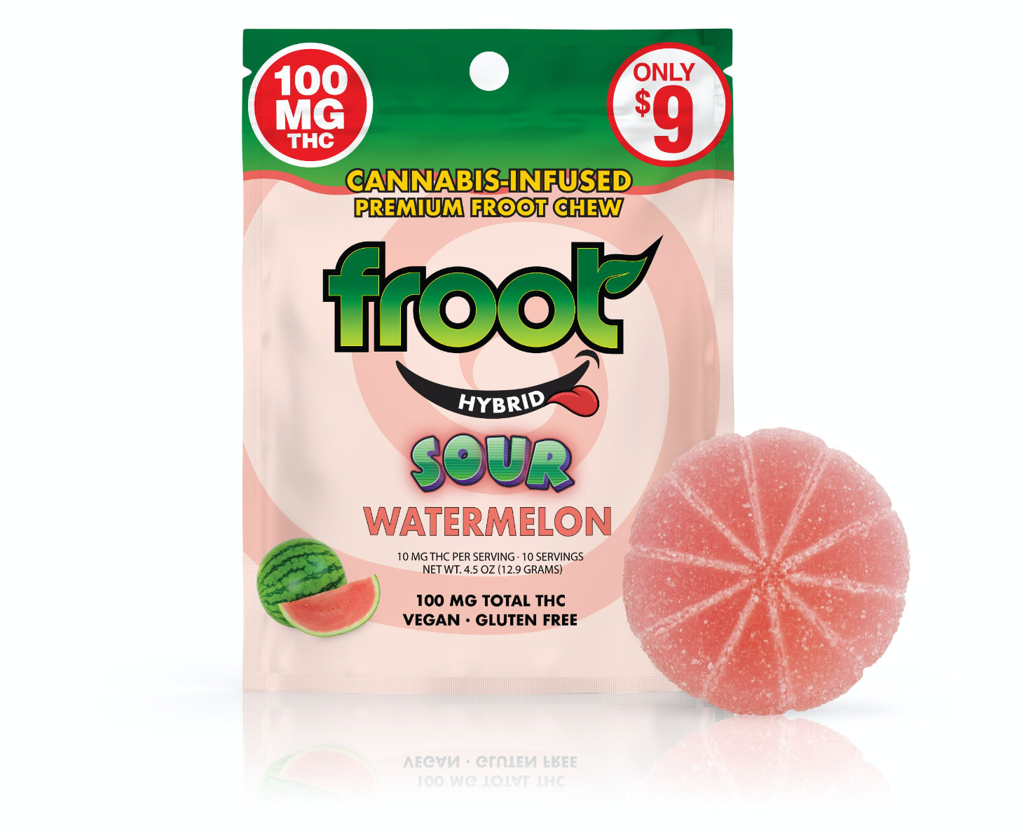 Photograph of product: Froot Sour Gummy Watermelon 100mg	  23