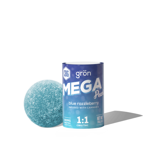 Photograph of product: Blue Razzleberry CBG 1:1 Uplifting - 100mg TH-oui 100mg CBG Mega Pearl - Gron