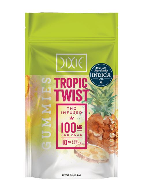 Photograph of product: TROPIC TWIST GUMMIES 10 PACK 100MG