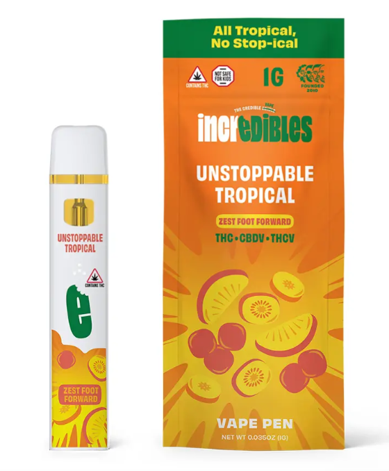 Photograph of product: Unstoppable Tropical 14:1:1 TH-oui:TH-ouiV:CBDV: Disposable 1g