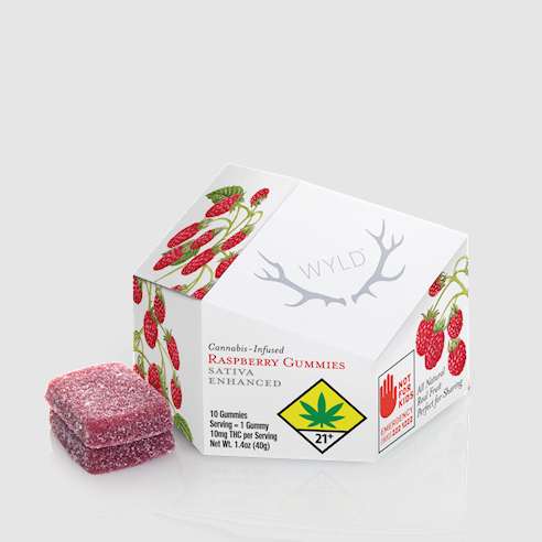 Photograph of product: Wyld - Raspberry Gummies - Oui'd [100mg] 10pk Edibles