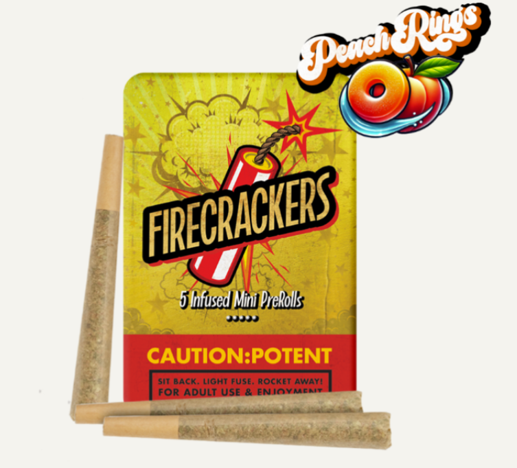 Photograph of Product: Firecracker Peach Rings 0.7g 5pk Infused Prerolls