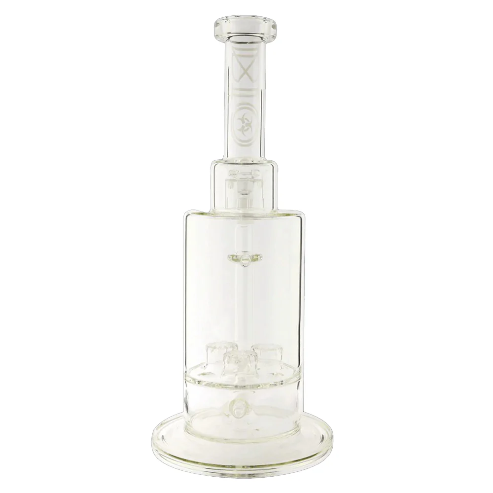 Photograph of product: BIO Glass Triple Updome Percolator Inline Stemless Water Pipe 16" - 5mm - Silver