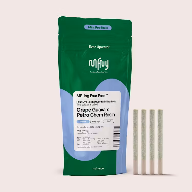 Photograph of product: MFNY Infused Pre-Roll /4pk - Grape Guava x Petro Chem Live Resin