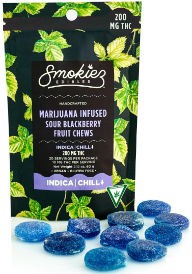 Photograph of product: SOUR BLACKBERRY (Oui'd ) | SMOKIEZ | SOUR BLACKBERRY FRUIT CHEWS | 200mg