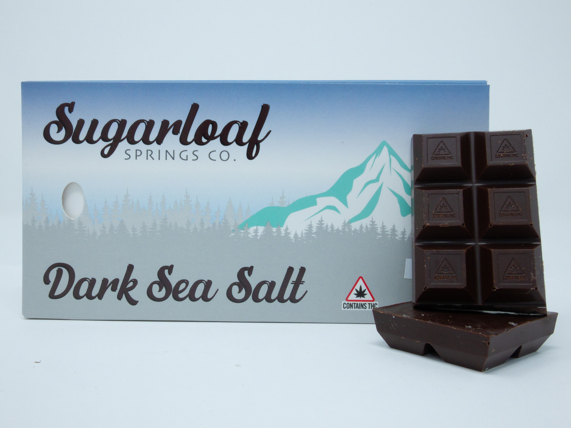 Photograph of product: SMS Dark Sea Salt Chocolate Bar 100mg