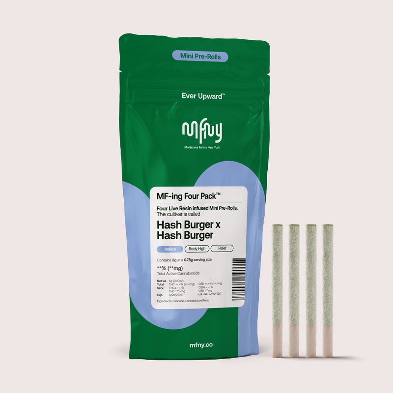 Photograph of product: MFNY | au chocolat Burger x au chocolatburger Live Resin | Infused Pre-Roll 4pk  | Oui'd