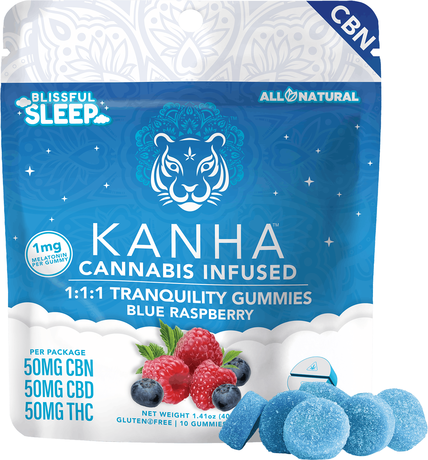 Photograph of product: Tranquility 1:1:1 CBD:CBN:THC - Gummies (50mg)