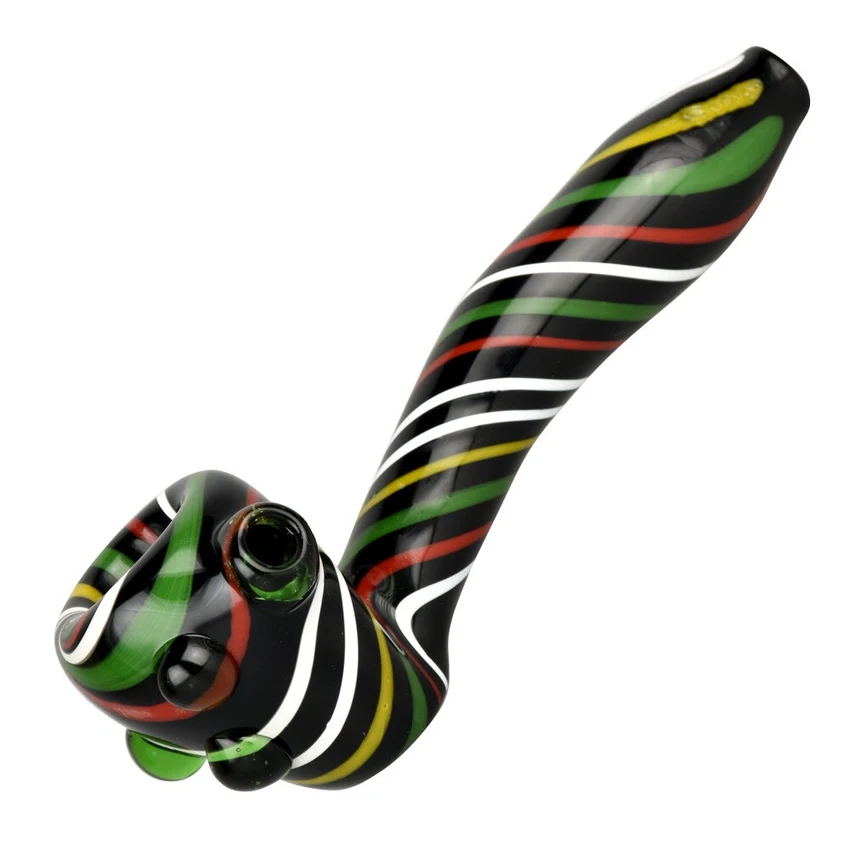 Photograph of product: Black Rasta Stripe Swirl Sherlock Pipe - 5.5"