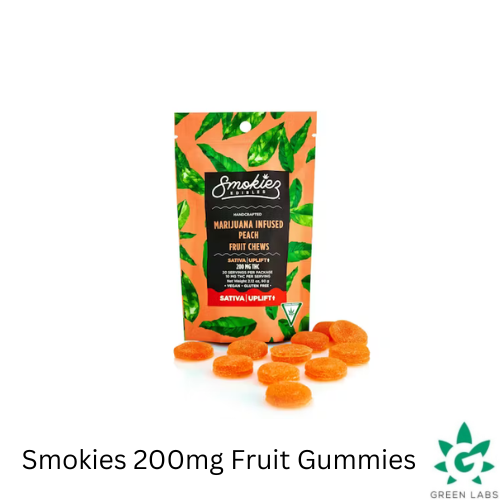 Photograph of product: (REC) Smokies 200mg Gummies - Sweet Peach - Oui'd