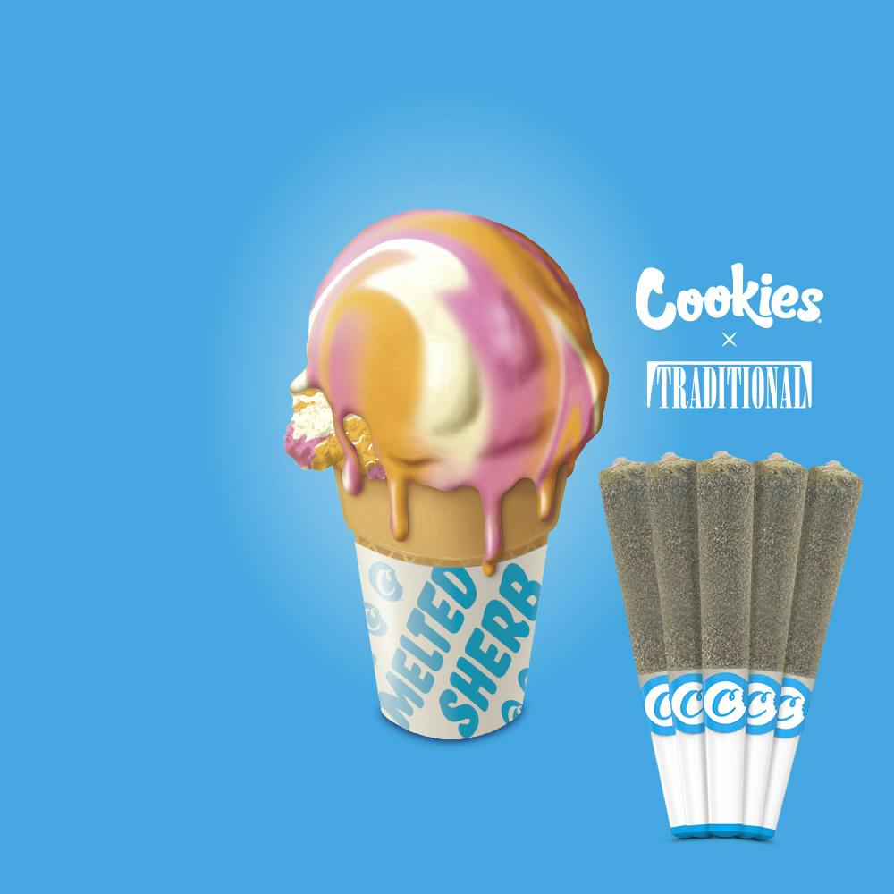 Photograph of product: MELTED SHERB - COOKIES - INFUSED PREROLL 5PK