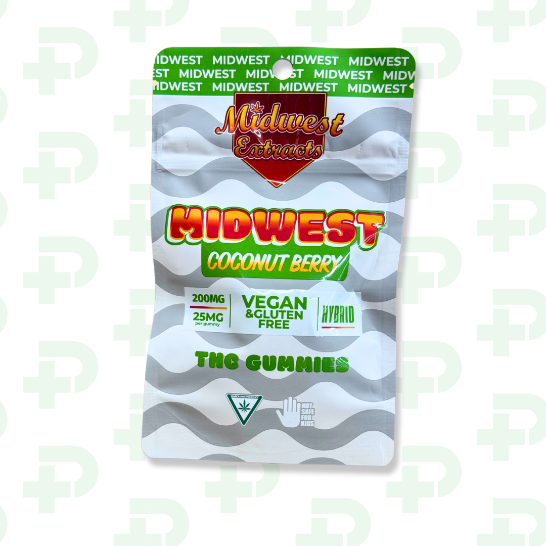 Photograph of product: Midwest Extracts 200mg Gummies - Coconut Berry