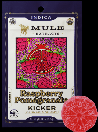 Photograph of product: Mule Gummy 100mg: Raspberry Pomegranate - 