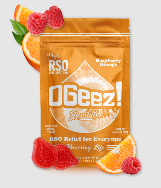Photograph of product: OGeez - Peg's Raspberry Orange RSO - 100MG