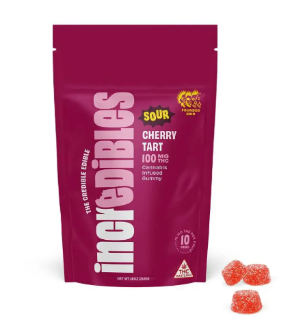 Photograph of product: INCREDIBLES | SOUR CHERRY TART | GUMMIES | 100MG
