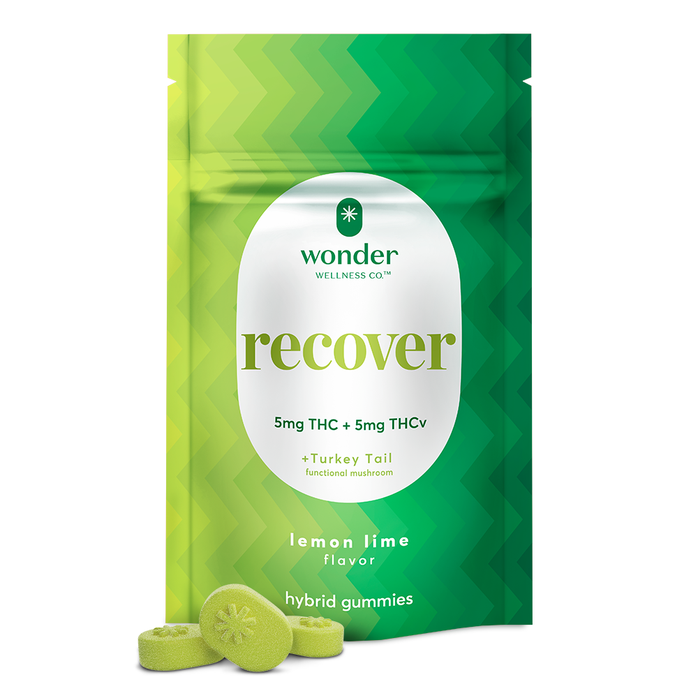 Photograph of product: Lemon Lime Recover (w Turkey Tail Mushroom) | 5mg TH-oui: 5mg TH-ouiV | 20pk Gummies | Wonder