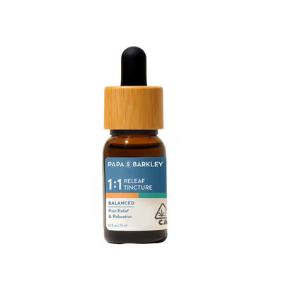 Photograph of product: Papa & Barkley - Releaf - Tincture - 1:1  CBD/TH-oui - 15ml - 30mg