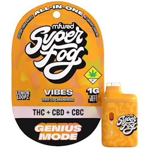 Photograph of product: Super Fog Genius Mode: Lemon CBC:CBD 4:1:1 - Disposable