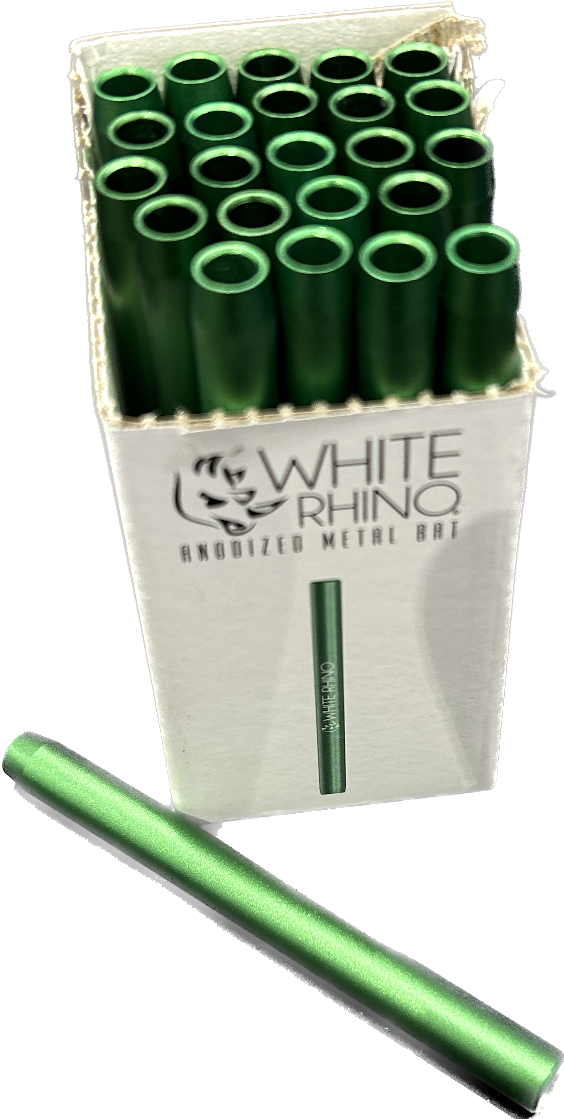 Photograph of product: ACC | White Rhino | Anodized Metal Taster Bat | 3"/Green