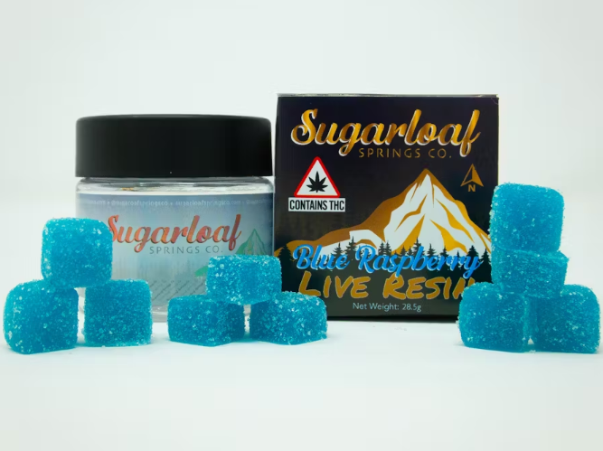 Photograph of product: SMS Blue Raspberry Live Resin Gummies 100mg - Oui'd