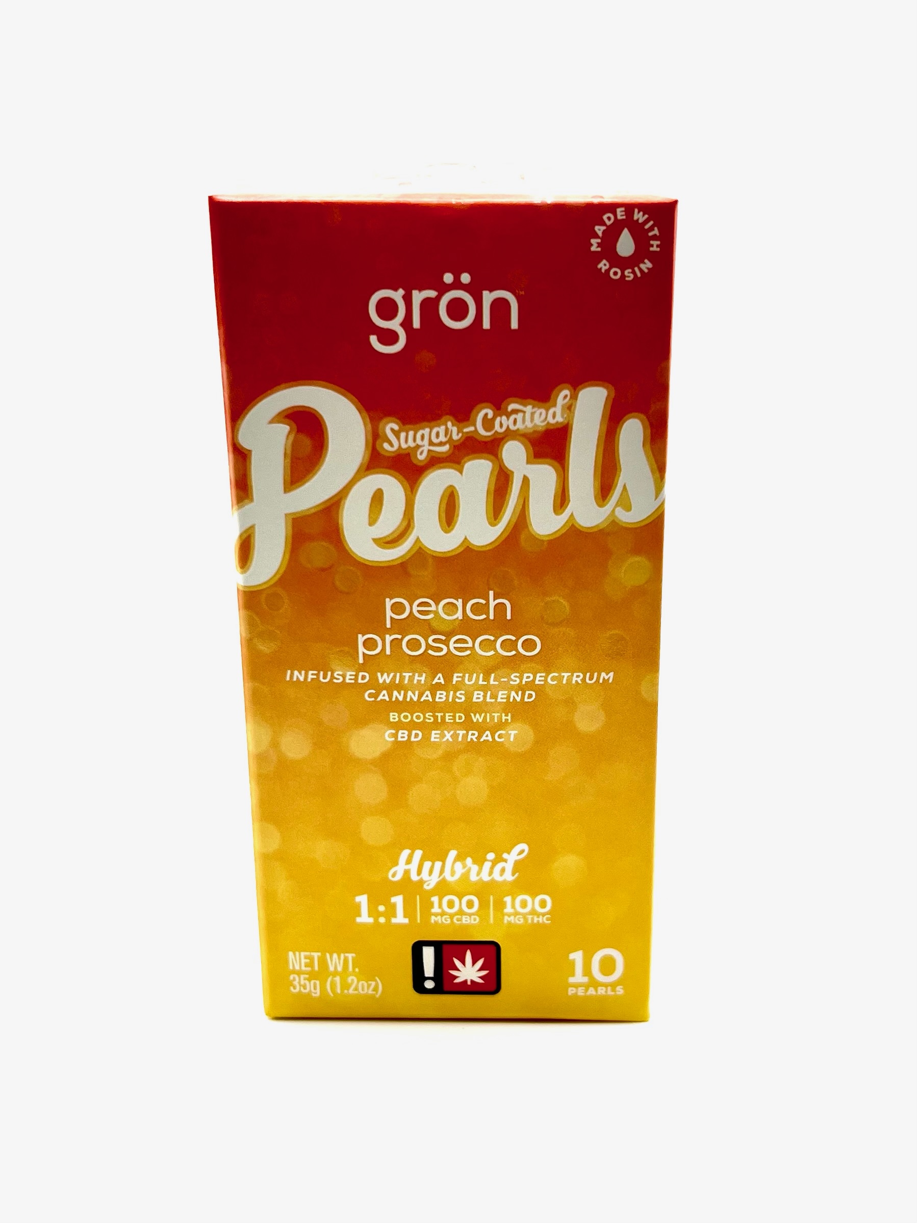 Photograph of product: GRON | Peach Prosecco 1:1 | TH-oui:CBD | Full Spectrum | Gummy 10pk