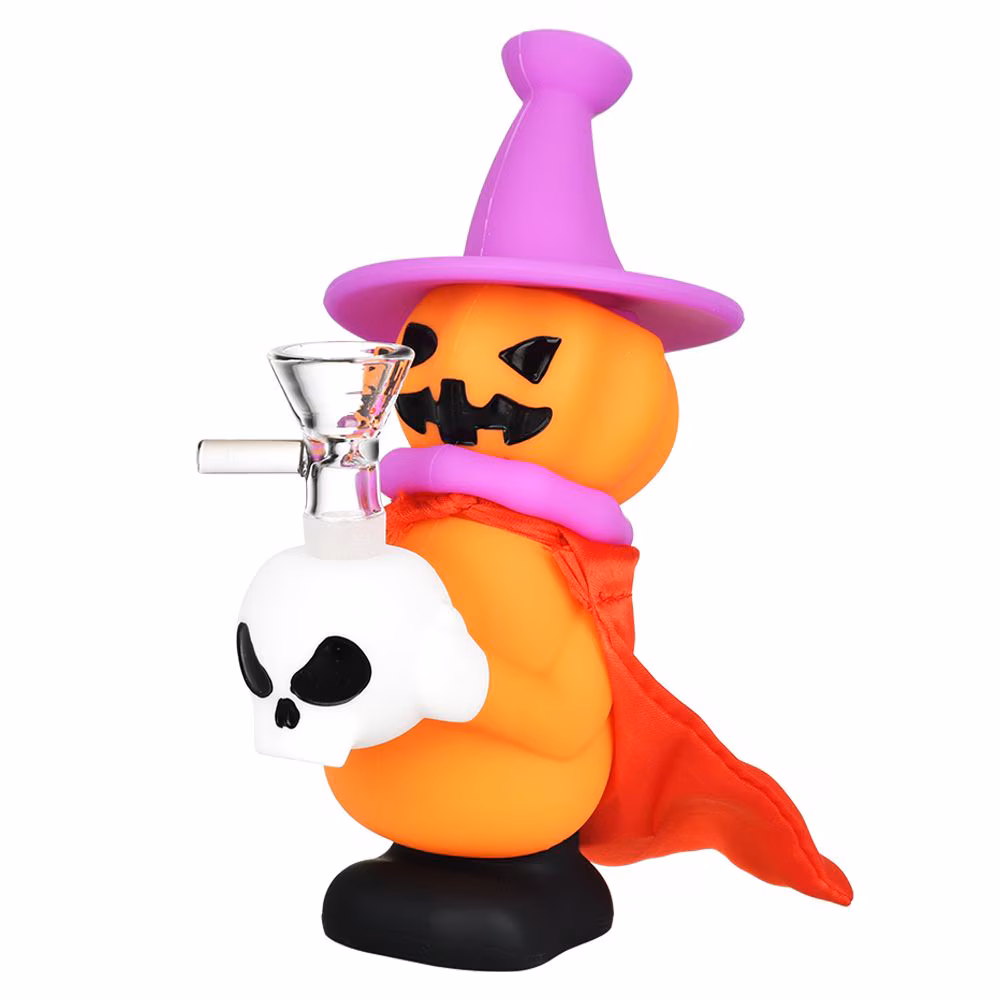 Photograph of product: Pumpkin Witch Silicone Water Pipe - 6.5" - 14mm F