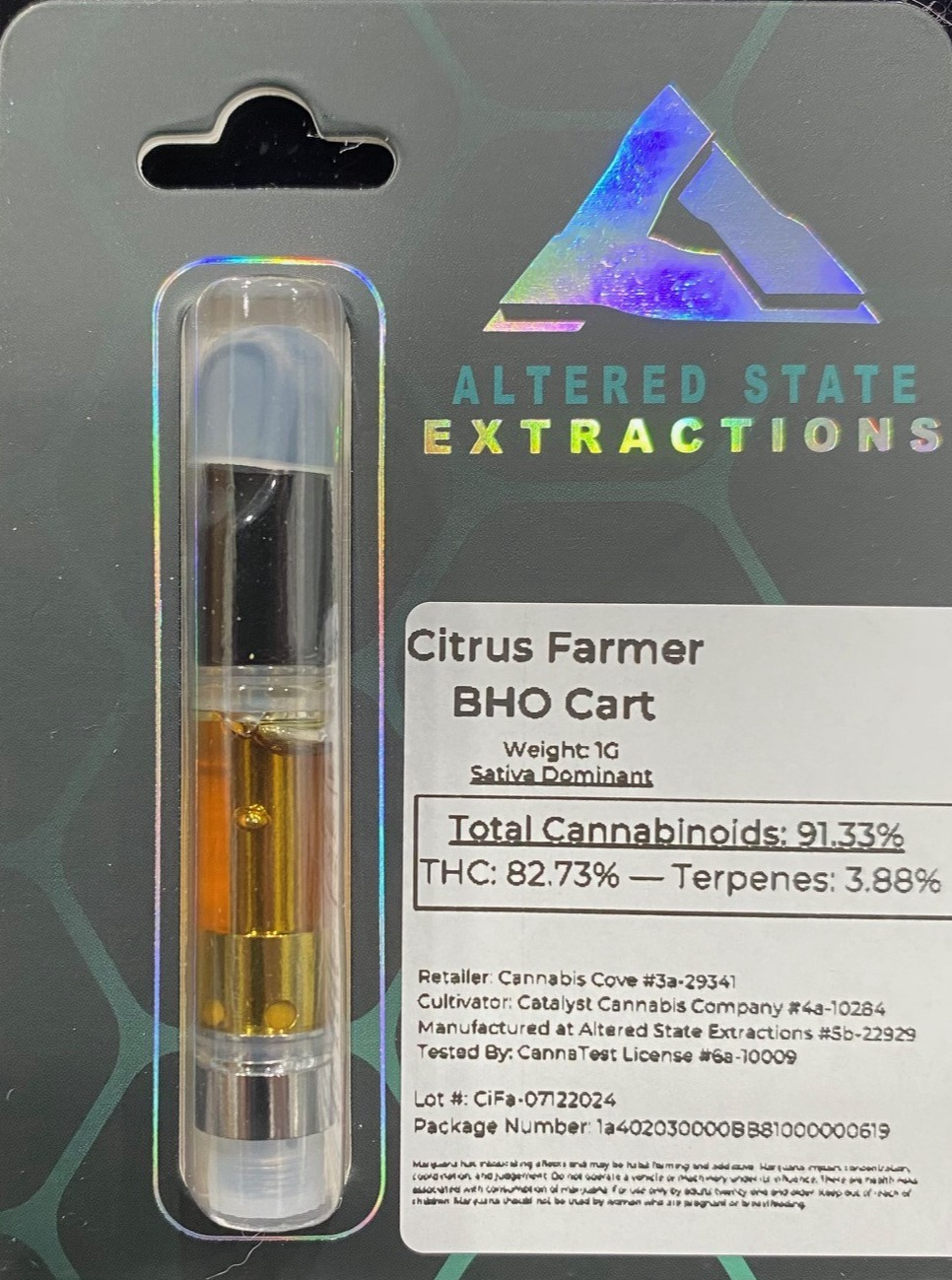 Photograph of product: BHO Cart 1g Hot Mintz