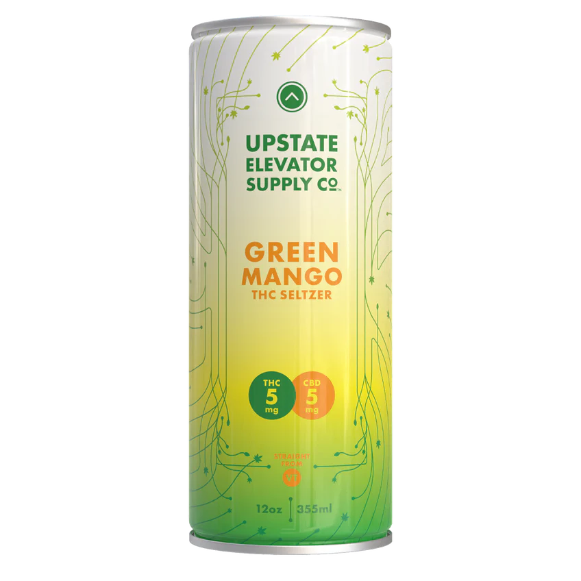 Photograph of product: UES - Hemp Infused Green Mango 5mg CBD: 5 mg TH-oui Seltzer 355ml (12oz)