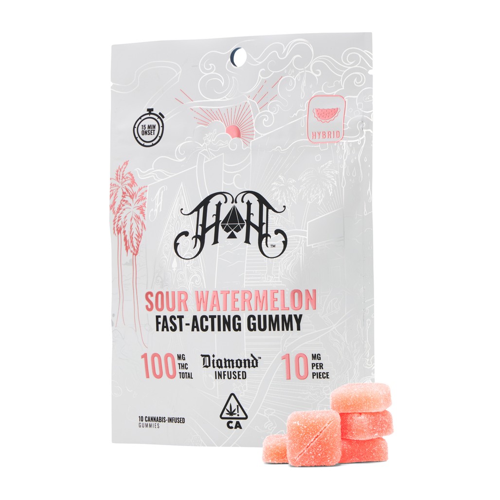 Photograph of product: SOUR WATERMELON 100MG 10 PACK FAST ACTING GUMMIES