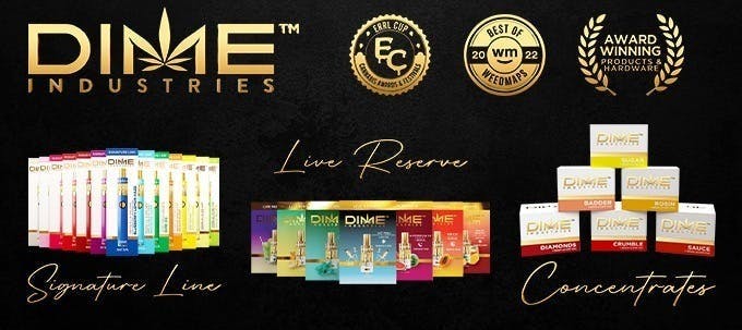 Photograph of product: Dime - Peach Kush 1g. cart - Signature Line