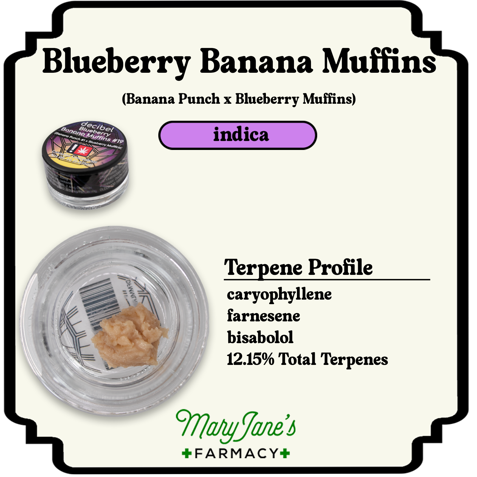 Photograph of product: Blueberry Banana Muffins 73-159 Live Rosin Extract | 1g