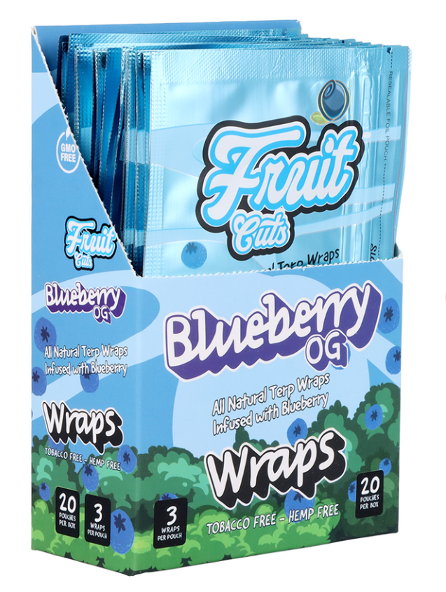 Photograph of product: Fruit Cuts Infused Terp Wrap | Blueberry OG | 3pc | 20pk Display
