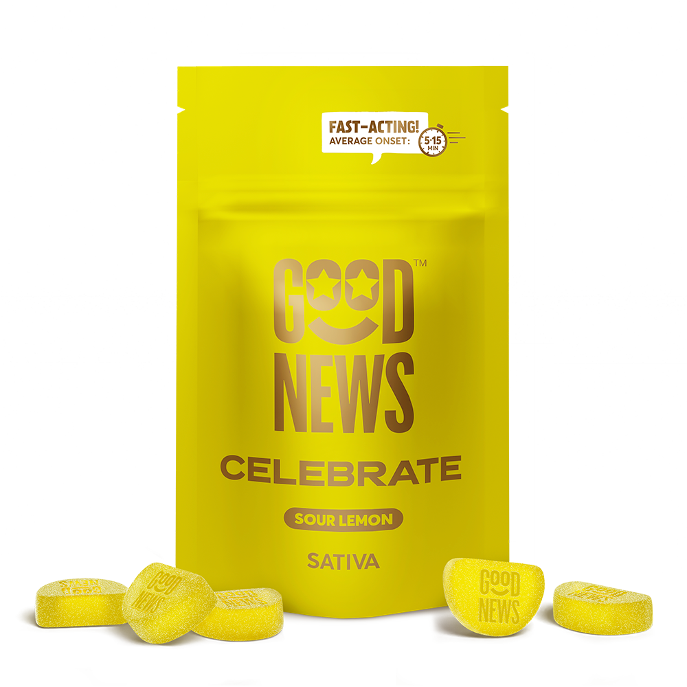 Photograph of product: Good News Celebrate Sour Lemon (S) Gummies 5mg 20pk