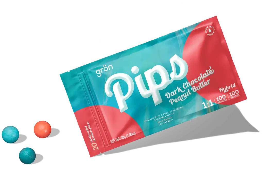 Photograph of product: Dark Chocolate Peanut Butter 1:1 CBD:TH-oui Pips