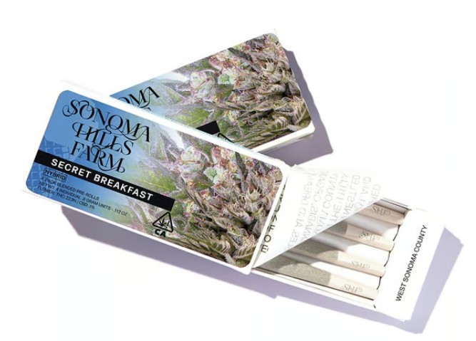 Photograph of product: SONOMA HILLS FARM SECRET BREAKFAST PREROLL 4-PACK HYBRID 3.2G