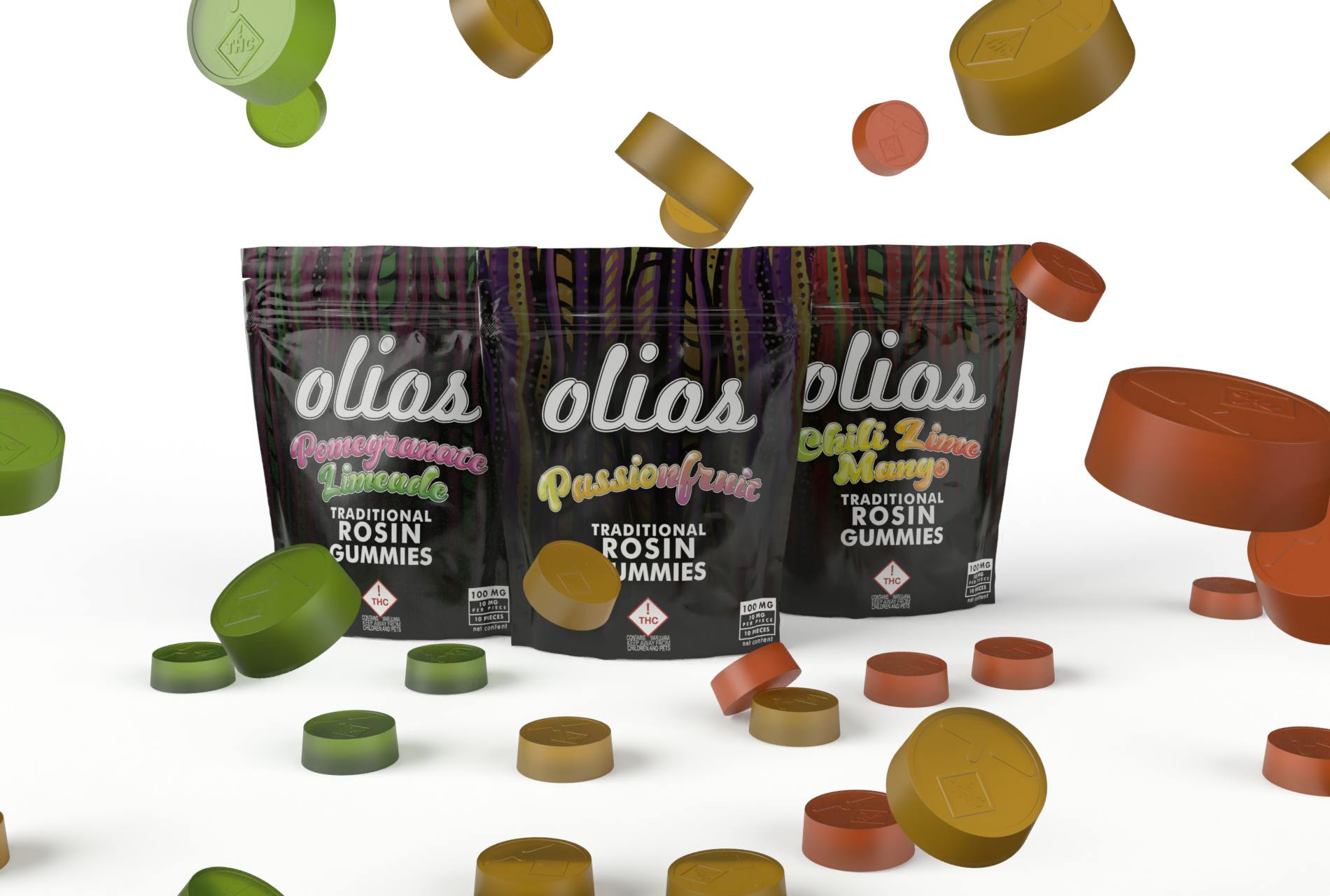 Photograph of product: OLIO - 500mg POMEGRANATE LIMEADE - ROSIN GUMMIE'S