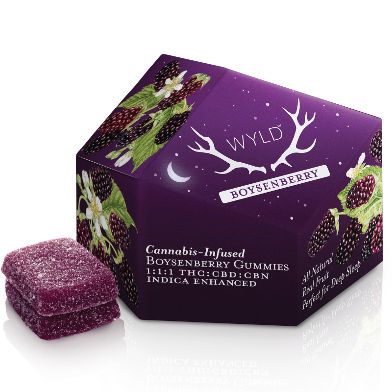 Photograph of Product: Boysenberry (I) - (1:1:1 THC:CBD:CBN) 100mg Gummies - WYLD