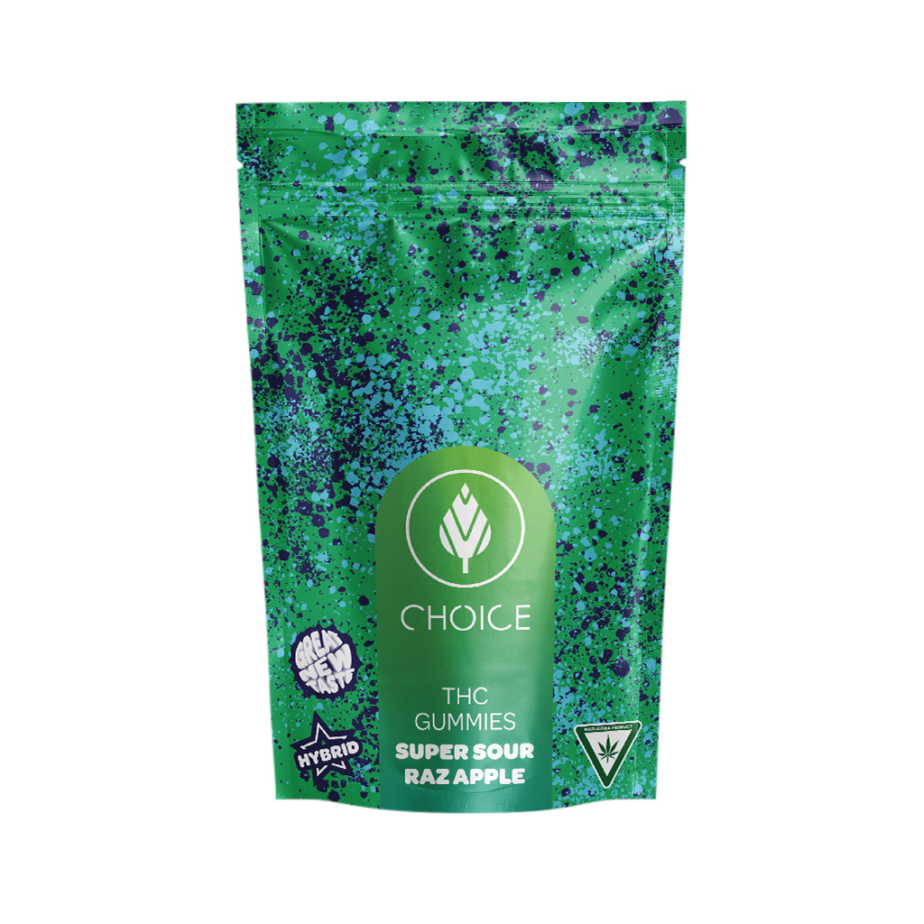 Photograph of product: Choice Chews - Super Sour Razz Apple (Hybrid) 200mg