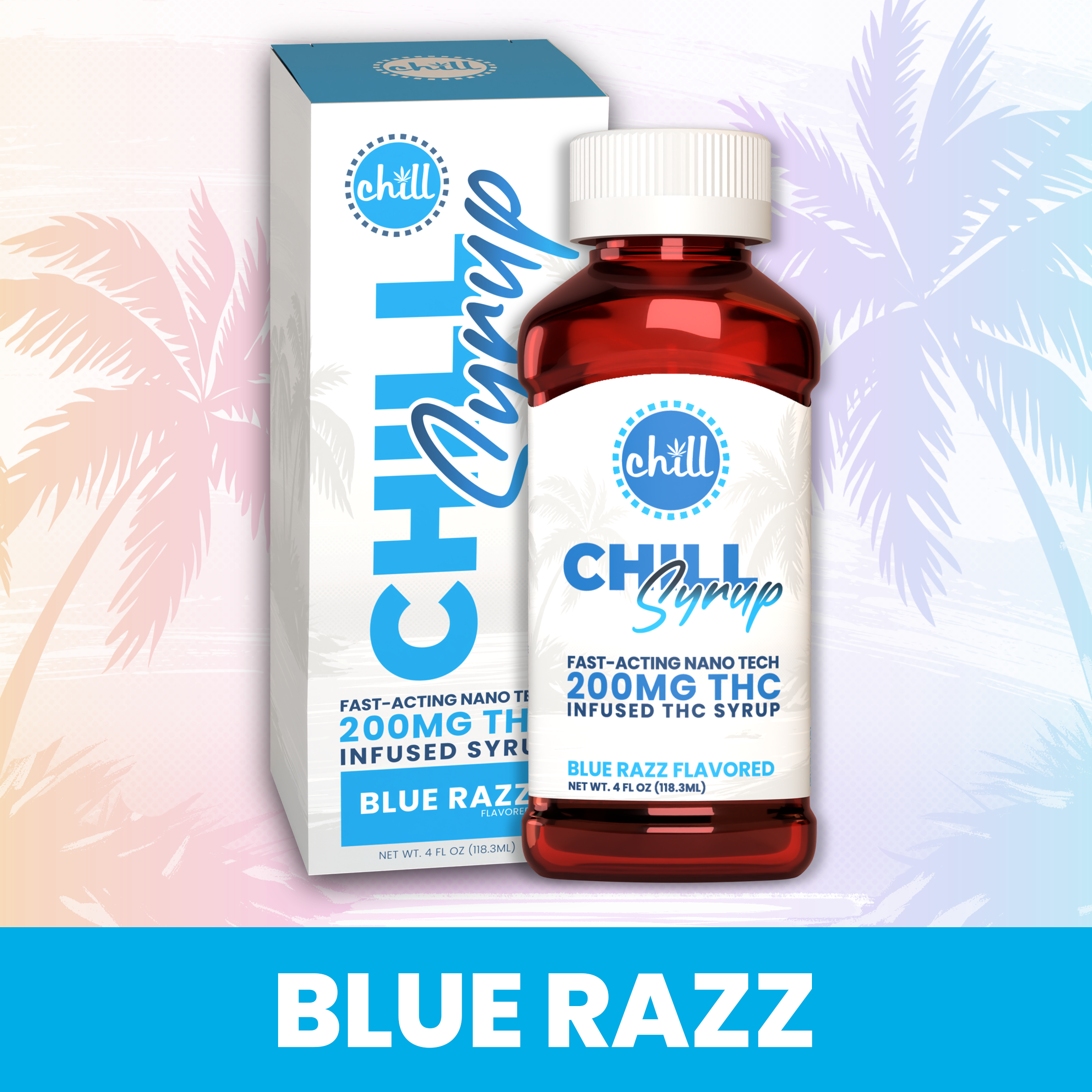 Photograph of product: CHILL - BLUE RAZZ - SYRUP - 4 FL OZ - 200MG