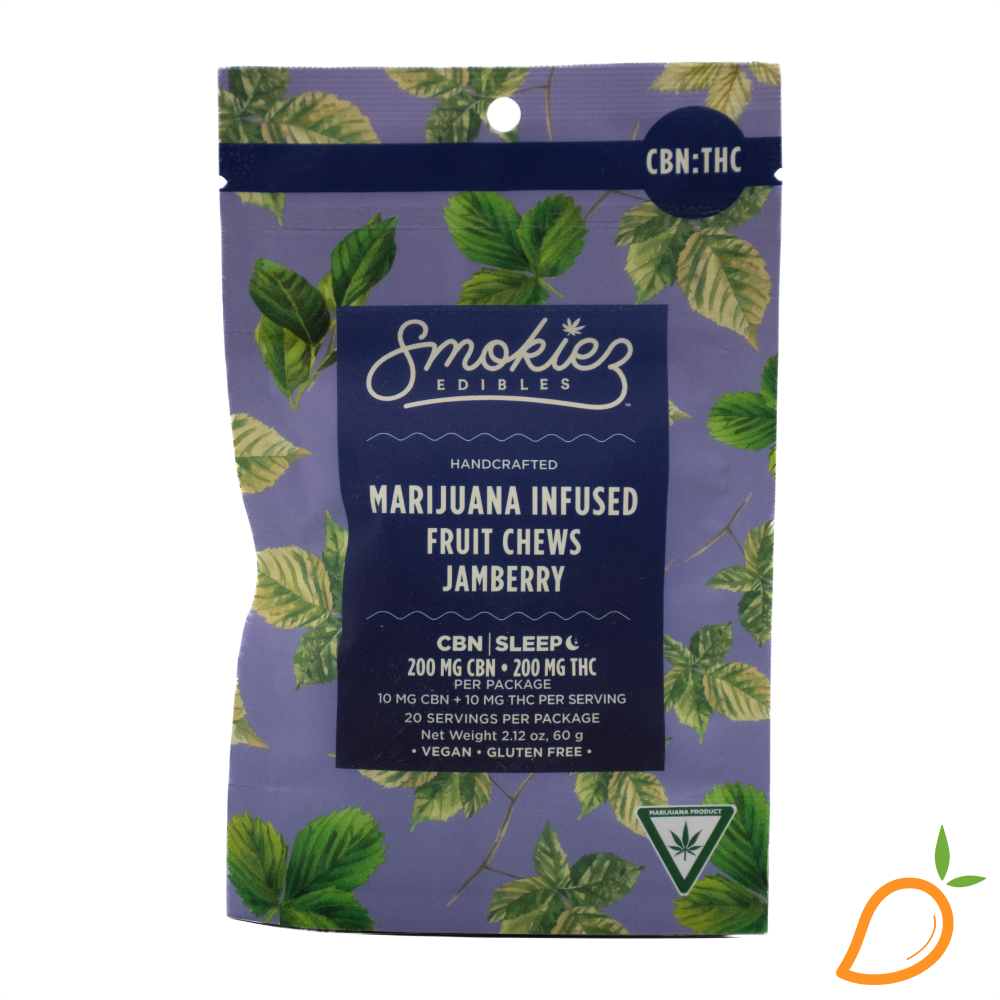 Photograph of product: 200mg 1:1 CBN/TH-oui Sweet Jam Berry Fruit Chew Smokiez