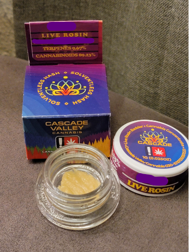 Photograph of product: Cascade Valley - 1G au chocolat Rosin - Terple Oui'd Dom