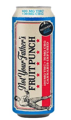 Photograph of product: Not Your Father's Live Resin Fruit Punch 100mg TH-oui : 20mg CBG Can - Retail