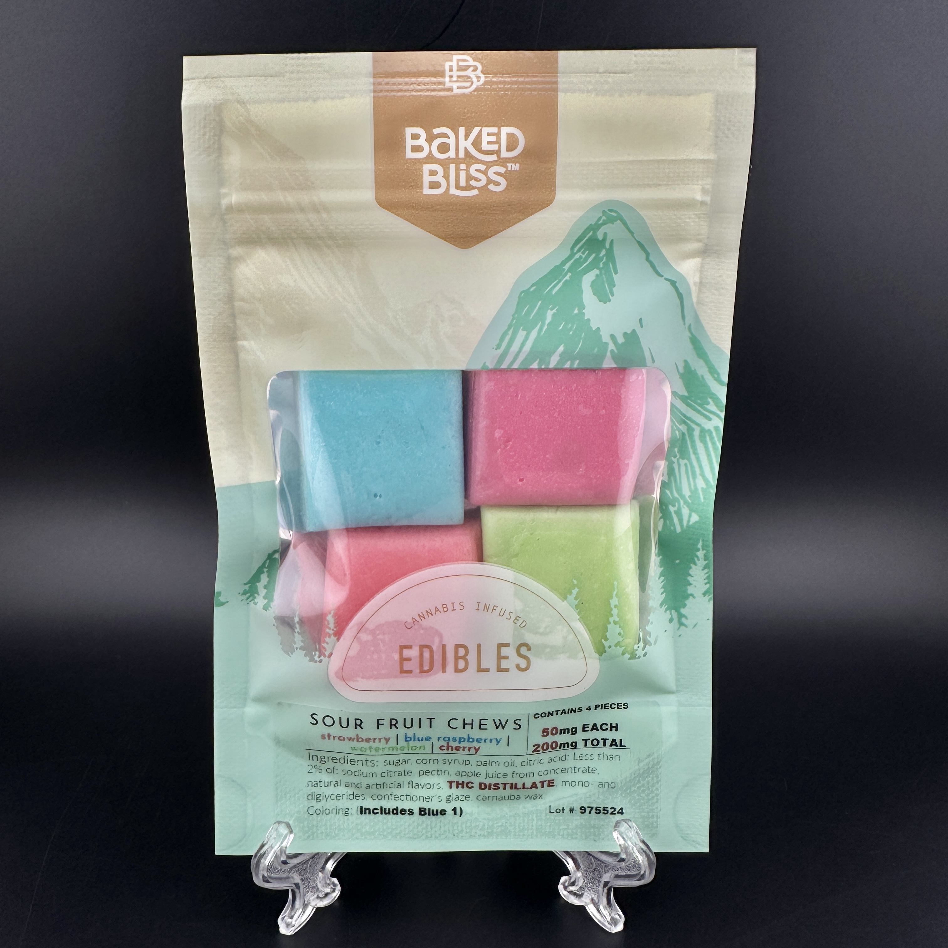Photograph of product: Assorted Sour Fruit Chews | 200mg | Baked Bliss