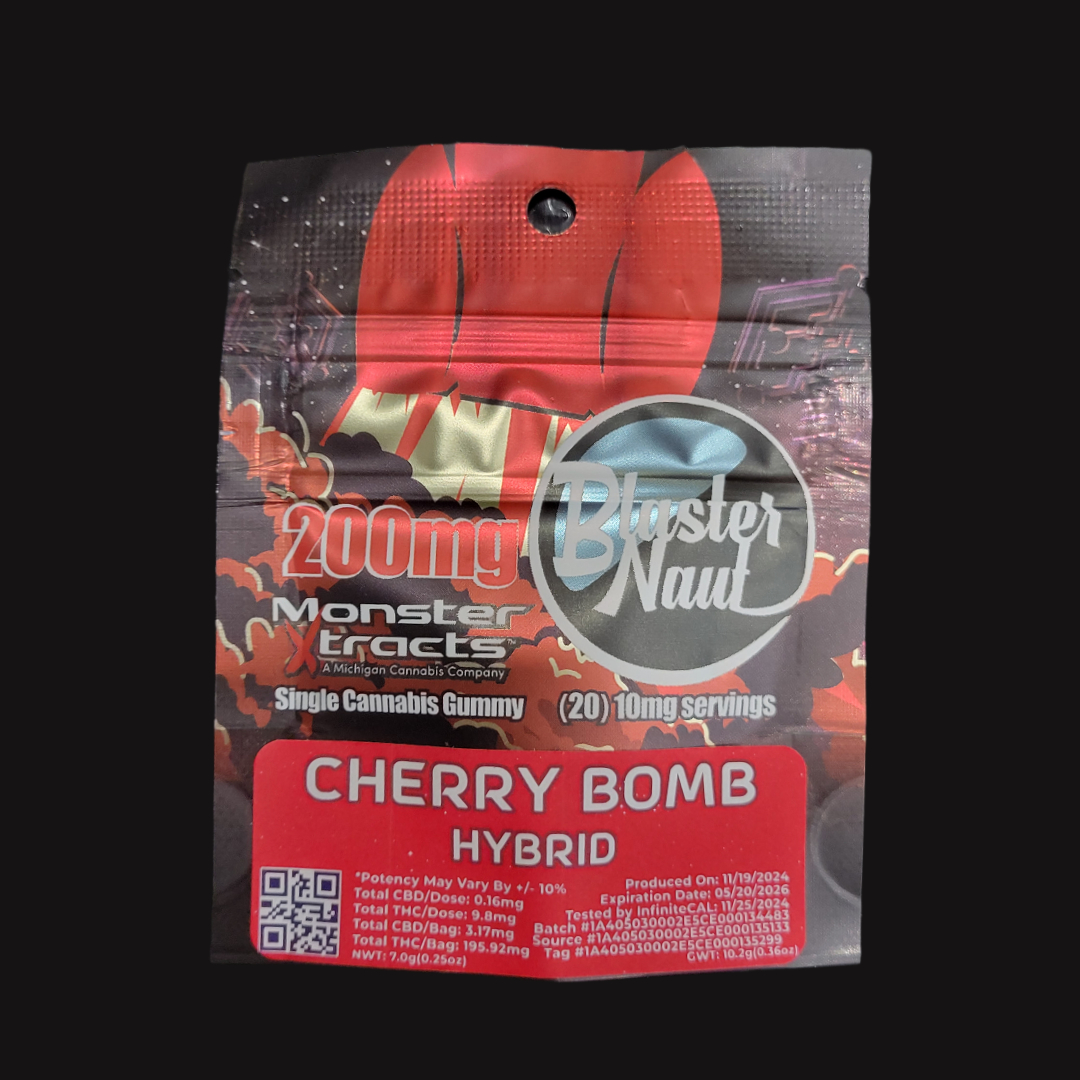 Photograph of product: Monster Blaster Naut Gummies 200mg Cherry Bomb